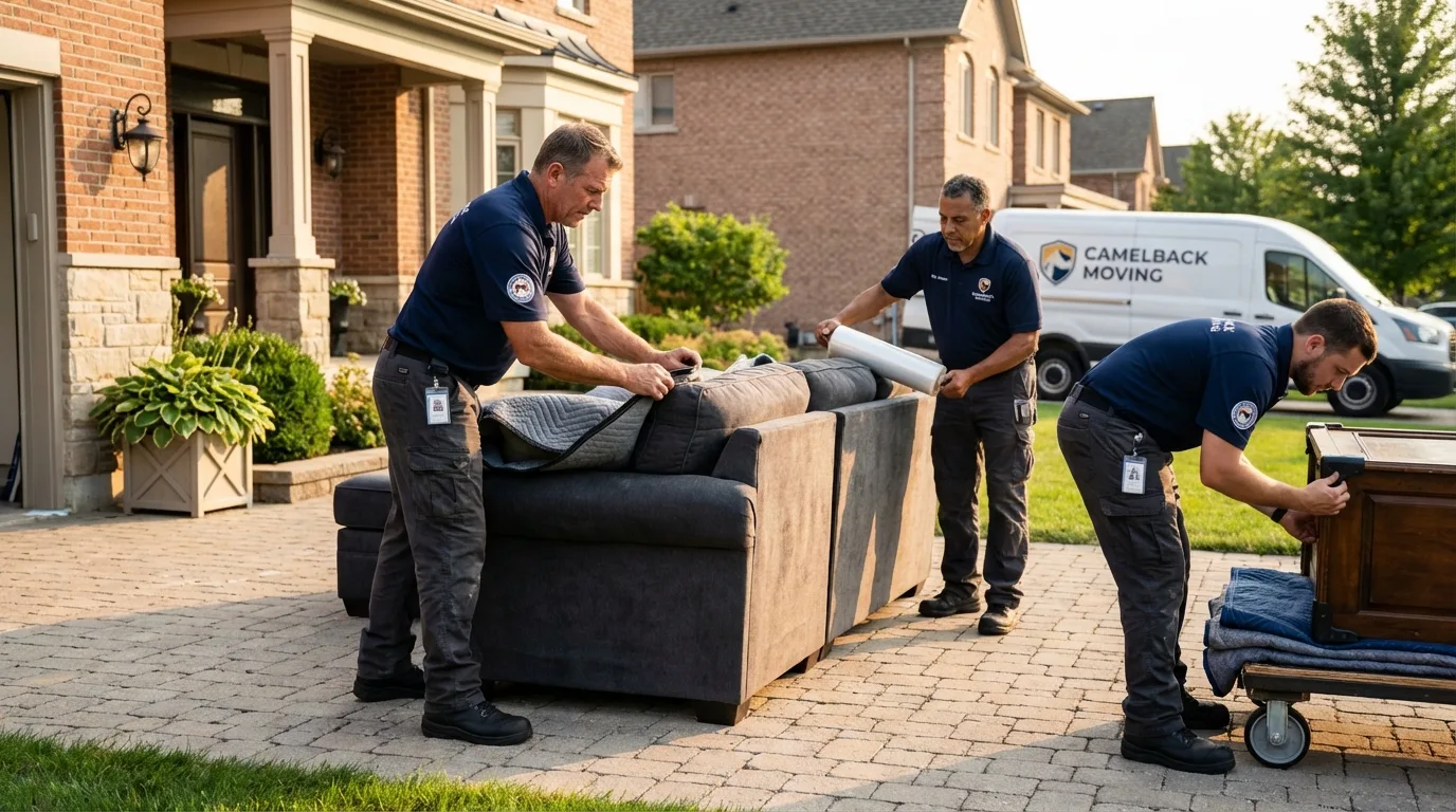 Large estate moving crew wrapping furniture in Eagle Butte, SD