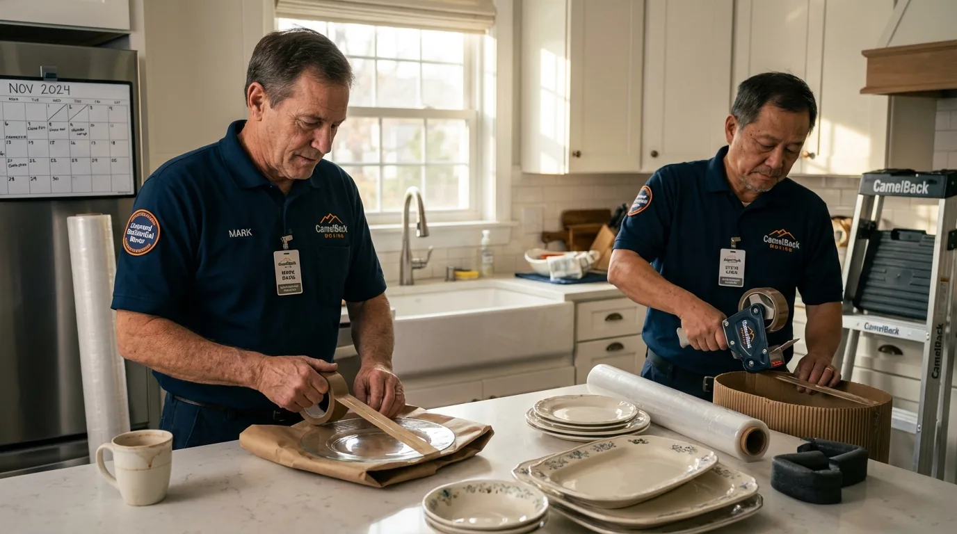 Professional crew packing kitchen dishware in Eagle Butte, SD